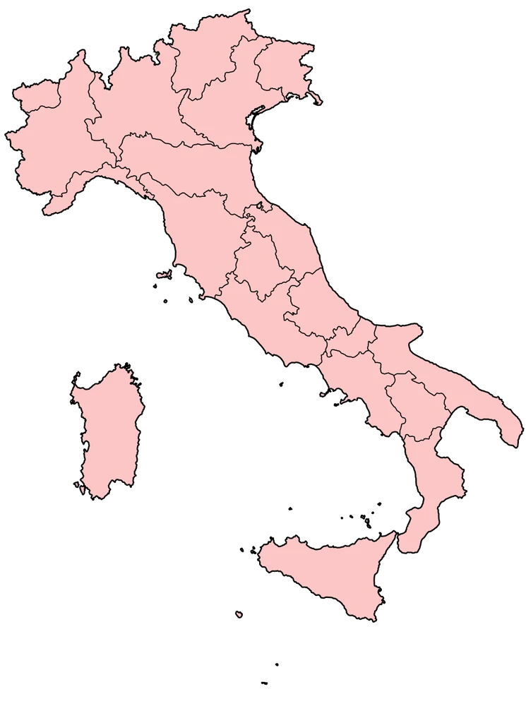 Stilisierte Karte Italiens mit Regionen
